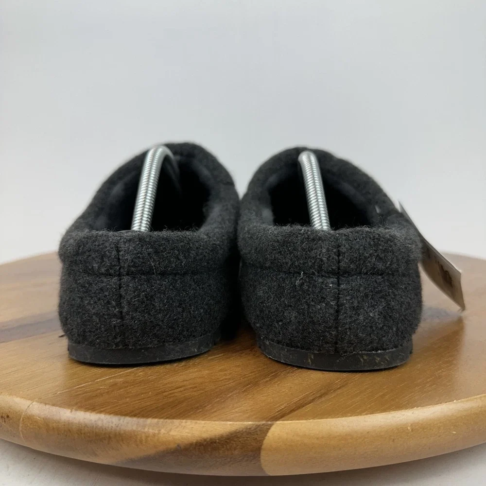 New Mens Minnetonka Neil Charcoal Wool Blend Slip On Indoor Clog Slipper Size 12
